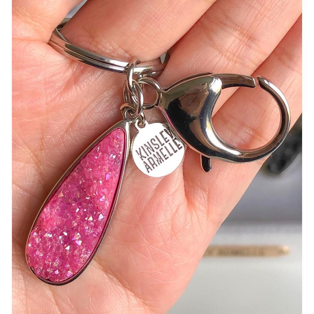 RETAIL $30 Kinsley Armelle Blush Quartz Drop Keychain*NEW* - Picture 2 of 2